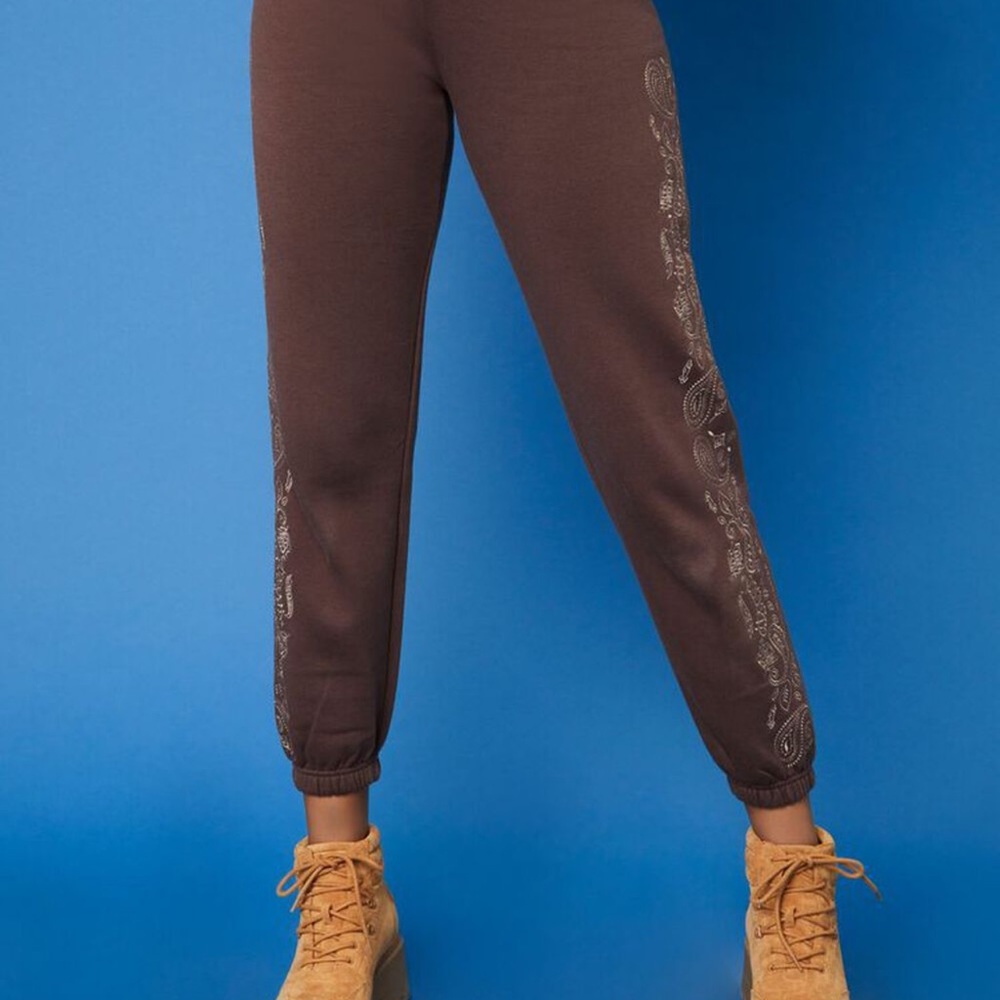 Brown paisley joggers from forever 21
